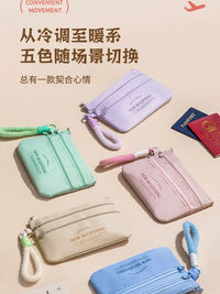 Plush Portable Travel Document Holder with Multi-layer Compartments and Zipper Closure