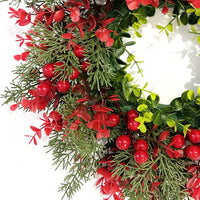 Artificial Berry & Pine Leaf Wreath for Christmas & Halloween Decor