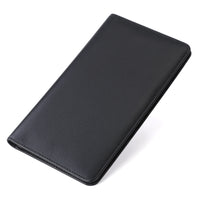 Men's Large Capacity Slim Genuine Leather RFID Passport Wallet with Coin Pocket