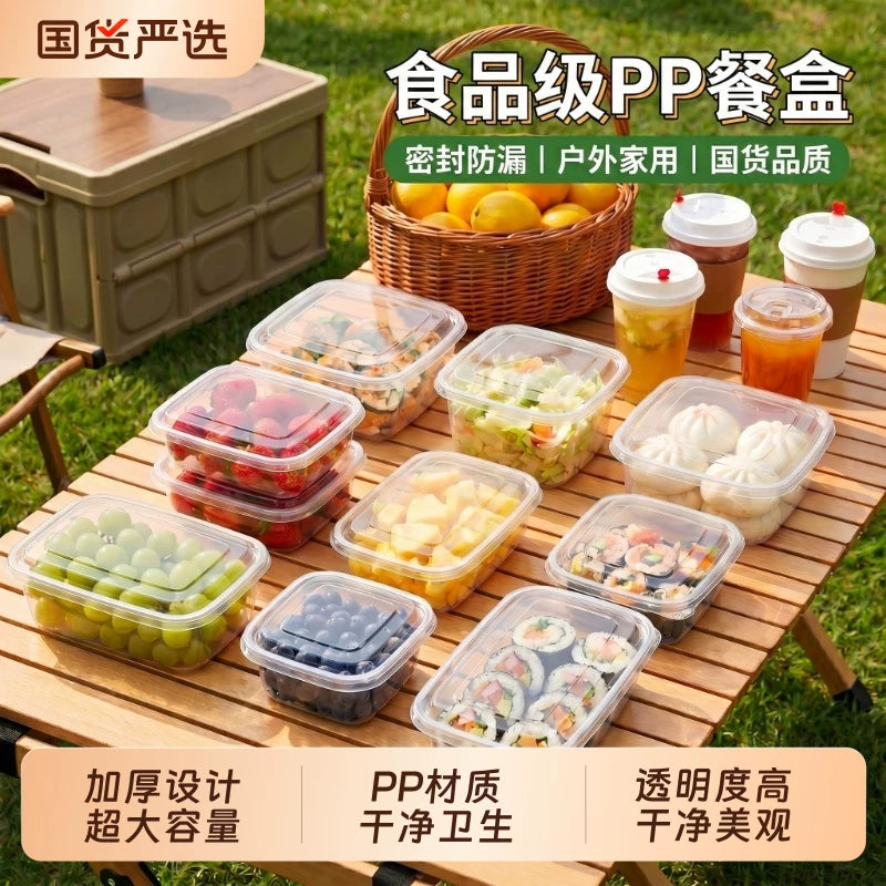 Disposable Microwaveable Lunch Box Set for Outdoor Camping and Picnics, Portable Fruit Bento Containers