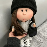 Doll Clothes Set for 24cm Mia Doll, Gray Sportswear Outfit with Accessories