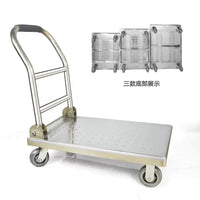 Stainless Steel Folding Platform Cart with Silent Wheels for Supermarkets, Restaurants, and Hotels
