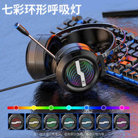 Wired Gaming Headset with Microphone for PC, Laptop, and Mobile - Over-Ear with Colorful LED Lights