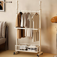 Freestanding Garment Rack with Storage Shelves and Hooks, Mobile Clothes Organizer for Bedroom