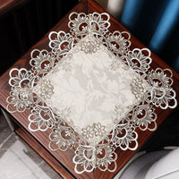 Lace Dust Cover Tablecloth for Nightstands and Small Tables, European Style Decorative Square Mat