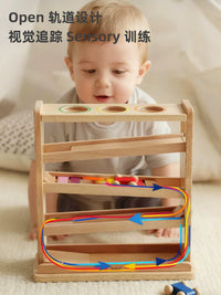 Montessori Wooden Visual Tracking Car Toy Set for Early Education Sensory Training
