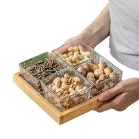 Luxury Glass Fruit Bowl with Lid and Divided Snack Compartments for Home Bar KTV