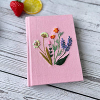 Hand-Embroidered Daisy Fabric Hardcover Journal A5/A6