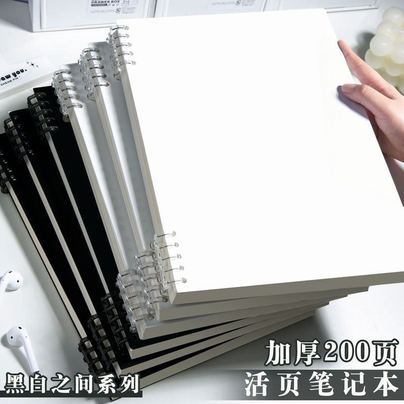 Vintage B5/A5/A4 Loose-Leaf Coil Notebook with Detachable Pages, Grid/Blank Paper for Students