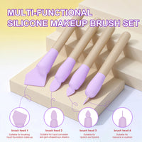 Premium Silicone Makeup Brush Set for Face, Eyes, and Brows - Portable Beauty Tool Kit