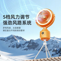 Outdoor Camping Fan with LED Light, USB Rechargeable Desk Fan with Tripod, Portable Oscillating Fan for Tent & Home