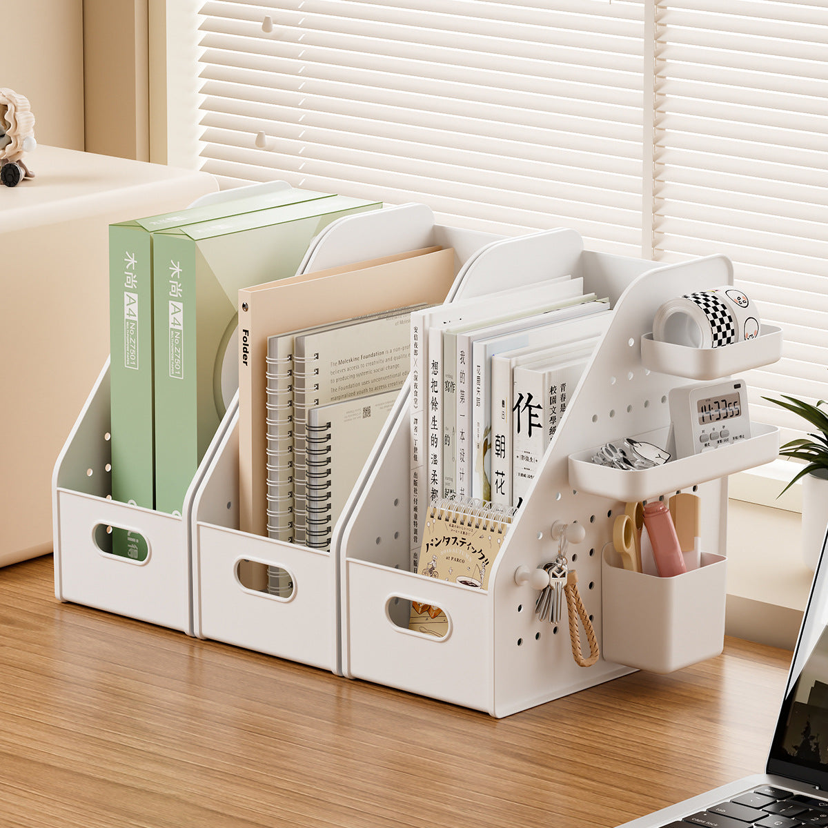 Desktop Pegboard Storage Basket for Dorm Desk Stationery Books Office Files