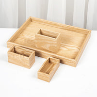 Wooden Desk Organizer with File Tray and Remote Control Holder