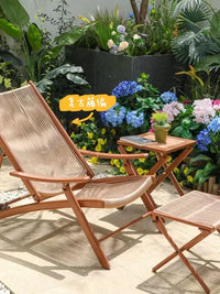 Chongqing Outdoor Rattan Lounge Chair Set - Foldable Balcony Patio Garden Chairs with Small Coffee Table, Waterproof