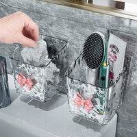 Wall-Mounted Disposable Face Towel Dispenser with Toothbrush Holder for Bathroom