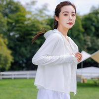 UPF 50+ Ice Silk Sun Protection Hoodie for Women, UV Protection Breathable Shawl Cape Top