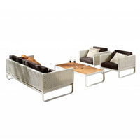 Outdoor Wicker Patio Sofa Set with Coffee Table for Garden Balcony