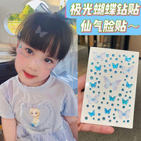 Kids Cartoon Butterfly Face Stickers with Rhinestones for Stage Performance