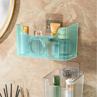 Wall-Mounted Bathroom Mirror Cabinet Organizer with Drainage Holes, No-Drill Installation