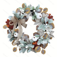 Autumn Harvest Festival Artificial Sunflower & Pumpkin Wreath for Door Decor