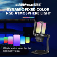 USB Condenser Gaming Microphone with Pop Filter and RGB Lighting for PC Recording