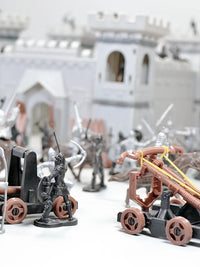 Medieval Castle Model with Soldier Figures Ancient Warfare Scene Building Toy Set
