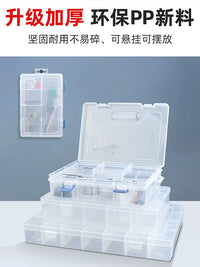 Transparent Plastic Storage Box with Adjustable Dividers for Small Parts, Screws, and Electronic Components