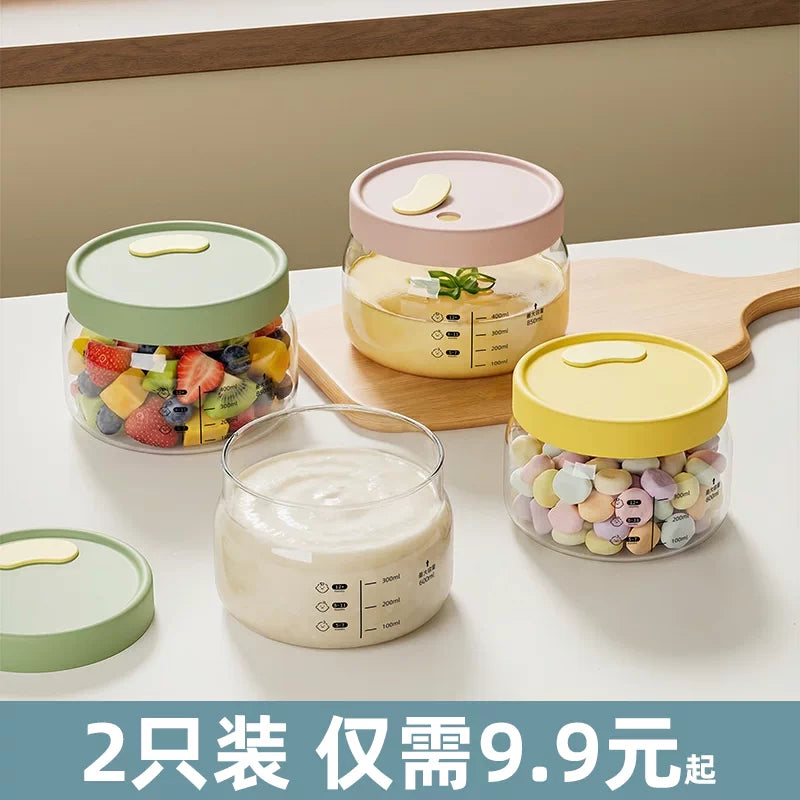 Baby Food Storage Glass Container with Lid, Steaming Egg Custard Bowl, Mini Lunch Box for Infants, Portion Control Fresh-keeping Box