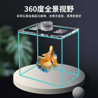 Betta Fish Tank, Crystal Clear Glass Aquarium for Desktop, Small Fish Bowl for Siamese Fighting Fish