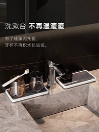 Diatomaceous Earth Absorbent Tray for Bathroom Countertop Storage and Drainage
