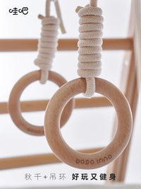 WOBOINNO Indoor/Outdoor Wooden Swing for Kids and Adults