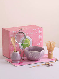 Japanese Matcha Bowl Set with Whisk and Stand, Ceramic Tea Ceremony Kit