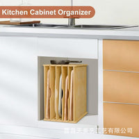 Solid Wood Storage Rack Multi-layer Cabinet Organizer Kitchen Pot Lid Dish Plate Baking Pan Chopping Board Divider Shelf