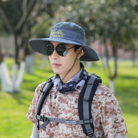 Men's Outdoor Sun Protection Fishing Hat UV Protection Wide Brim Bucket Hat for Hiking and Beach