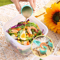 Insulated Double-Layer Lunch Box with Cutlery Set for Picnics and Salads
