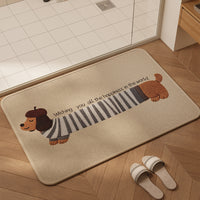 Cartoon Dachshund Linen Absorbent Quick-Dry Bathroom Floor Mat