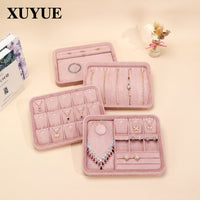 Pink Velvet Jewelry Display Tray with Clear Lid for Necklaces, Rings, Bracelets