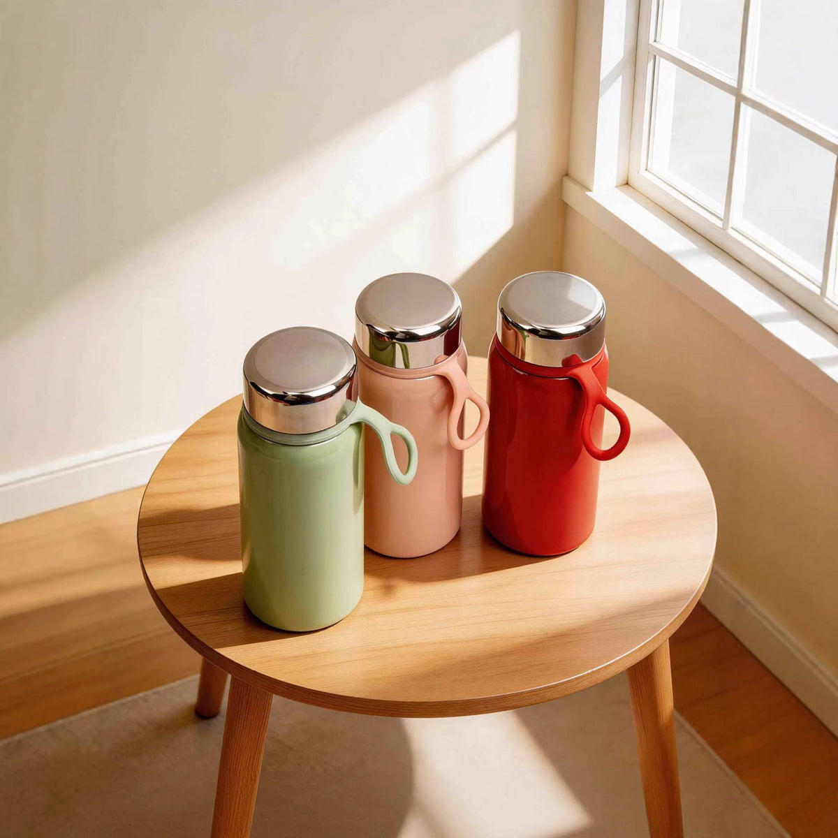 Portable Stainless Steel Insulated Water Bottle with Handle, Small Capacity