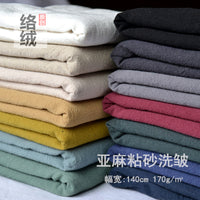 Washed Linen Blend Fabric for Summer Apparel - Wrinkled Cotton Linen Sand-Washed Material
