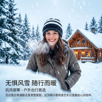 Winter Striped Fleece Lined Knit Balaclava Hat for Cycling and Warmth