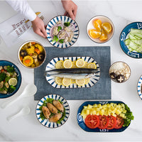 Jingdezhen Japanese Style Underglaze Ceramic Dinnerware Set with Bowls, Plates, and Chopsticks