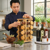 360° Rotating Spice Rack with Jars, Multi-Layer Stainless Steel Kitchen Seasoning Organizer