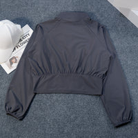 Women's Yoga Windproof Sun Protection Jacket Breathable Quick Dry Short Zip-Up Top