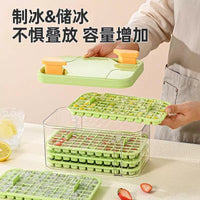 Stackable Ice Cube Tray Set with Lid and Storage Bin, Quick Release Mini Ice Cube Maker for Freezer