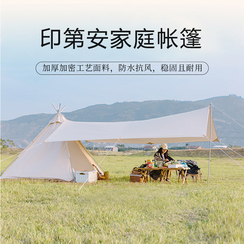 Pyramid Indian Outdoor Tent Waterproof Sunshade Portable Folding Oxford Cloth Tarp for Camping