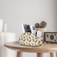PU Leather Desktop Storage Box with Compartments for Data Cables and Remote Controls, Customizable