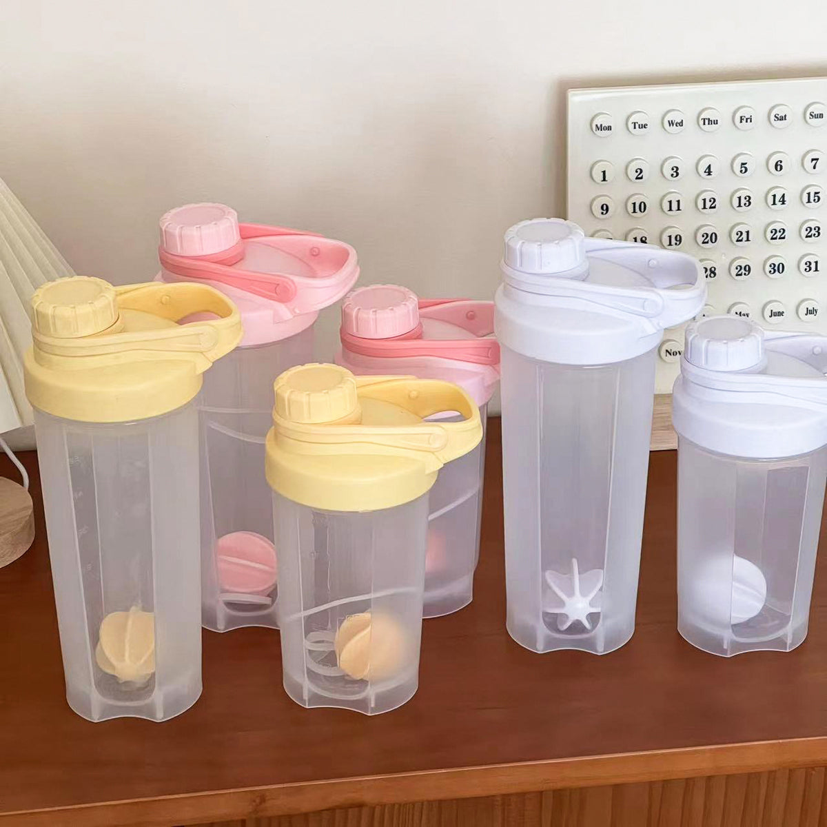 Sports Shaker Bottle with Scale for Protein Powder and Fitness, Plastic Water Bottle