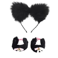 Plush Cat Ear Headband and Collar Set for Costume Parties and Cosplay