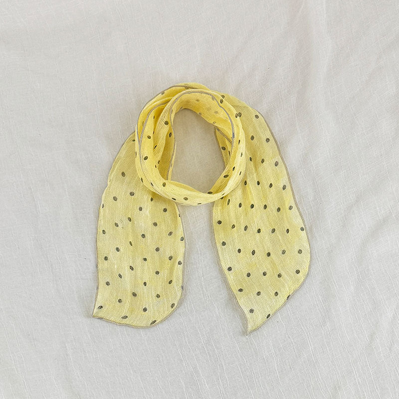 French Linen Polka Dot Scarf for Women, Fashionable and Versatile