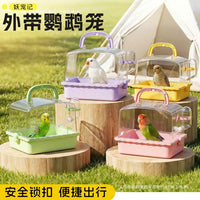 Transparent Panoramic Bird Carrier for Parrots, Portable Outdoor Travel Cage with Breathable Design and Shoulder Strap